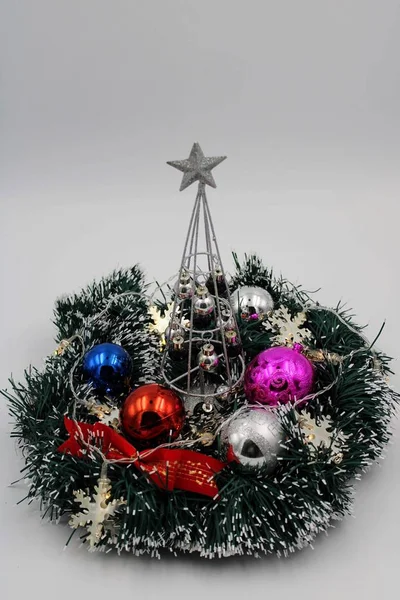 Centerpiece Christmas Ornaments Star Lights — Stock Photo, Image