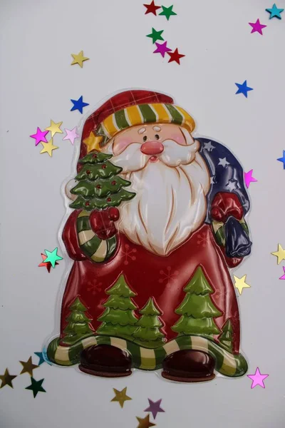 Illustrazione Natalizia Con Babbo Natale Sacco Regali — Foto Stock