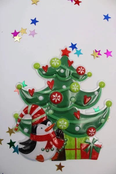 Illustration Christmas Tree Colorful Ornaments Gift — Stock Photo, Image