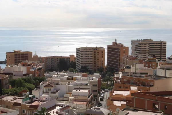 Widok Lotu Ptaka Miasta Wybrzeżu Morza Śródziemnego — Zdjęcie stockowe