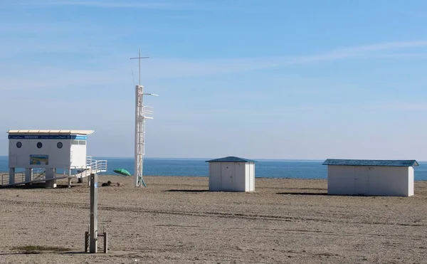 Cankurtaran Kabin Beach Almeria Duş Için Ayak Kabin Değiştirmek Için — Stok fotoğraf