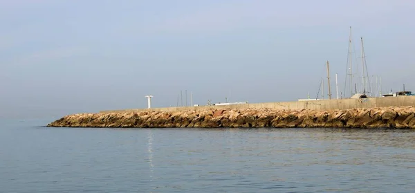 Dorp Aan Horizon Met Bergen Achtergrond Bewolkte Hemel Provincie Almeria — Stockfoto