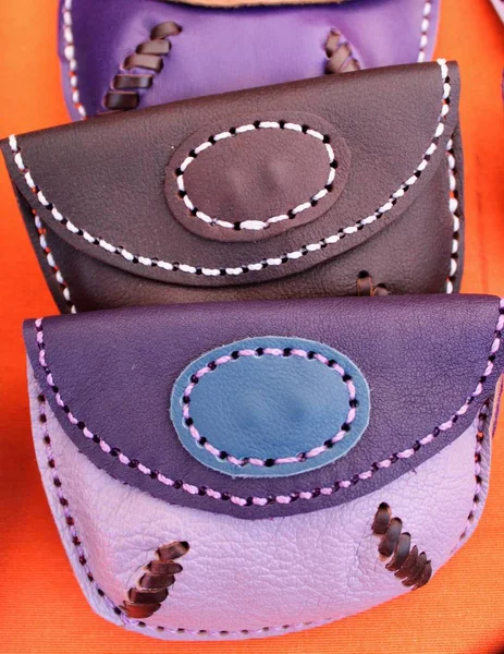 Hand made leather purses — Stock Photo, Image