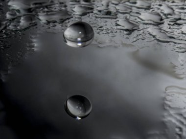 Su damlaları aynaya.