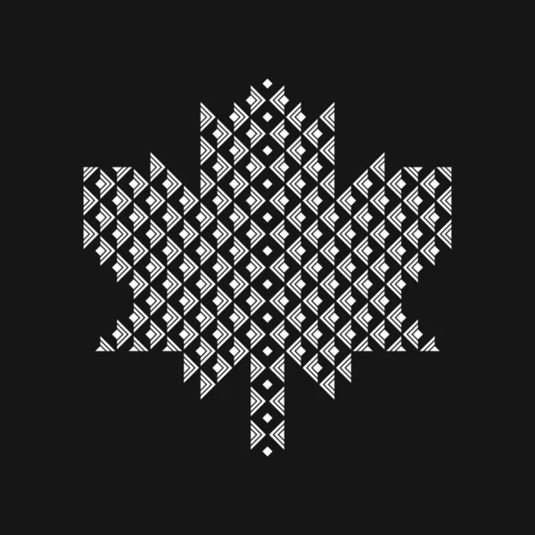 Maple Leaf Vector Pictogram Met Geometrische Patroon — Stockvector