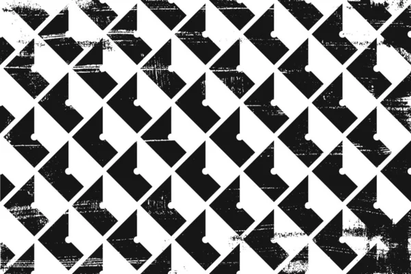 Grunge Abstract Isometric Pattern Horizontal Black White Backdrop — Stock Vector