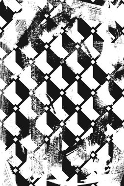 Grunge soyut izometrik desen. Dikey siyah ve beyaz arkaplan.