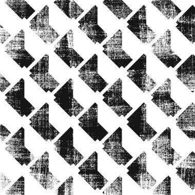Grunge soyut izometrik desen. Kare siyah beyaz arkaplan.