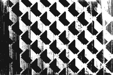 Grunge soyut izometrik desen. Yatay siyah beyaz arkaplan.
