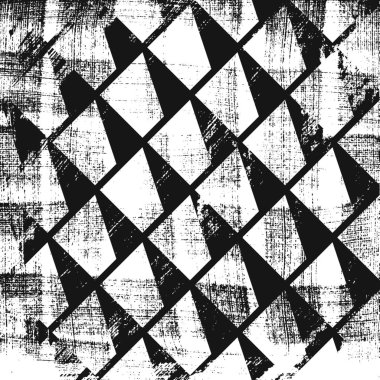 Grunge soyut izometrik desen. Kare siyah beyaz arkaplan.