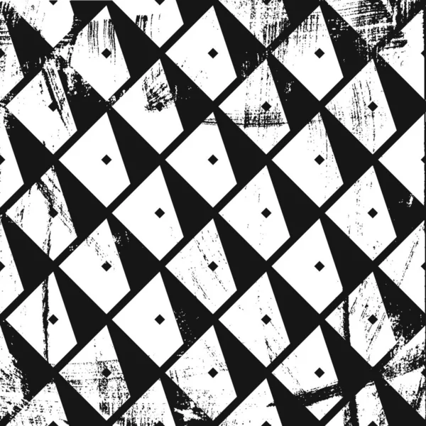 Grunge Abstract Isometric Pattern Square Black White Backdrop — Stock Vector