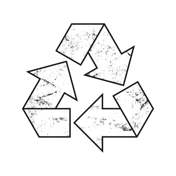Symbol Recyklace Vektoru Ikona Grunge — Stockový vektor