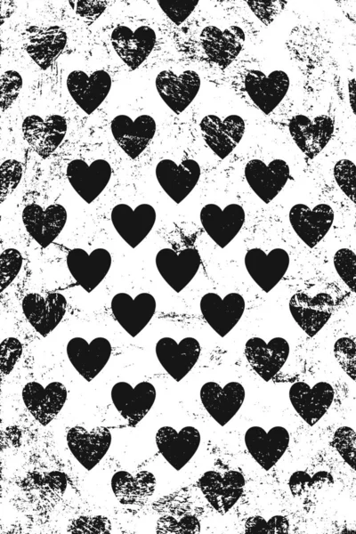 Grunge Pattern Icons Hearts Vertical — Stock Vector