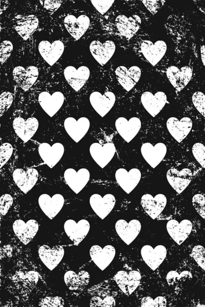 Grunge Muster Mit Ikonen Der Herzen Vertikal — Stockvektor