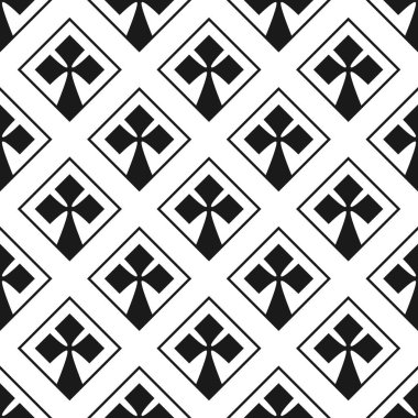 Eşkenar dörtgenlerde geometrik haçları olan kusursuz vintage desen