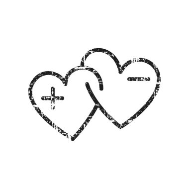 Çift mıknatıs kalplerinin Grunge çizgisi resim simgesi.