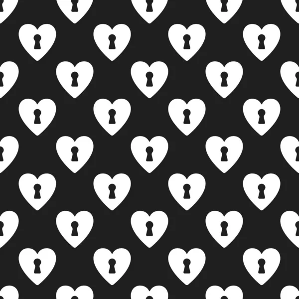 Seamless Pattern Icons Keyhole Hearts Good Valentines Day Wedding Invitation — Stock Vector