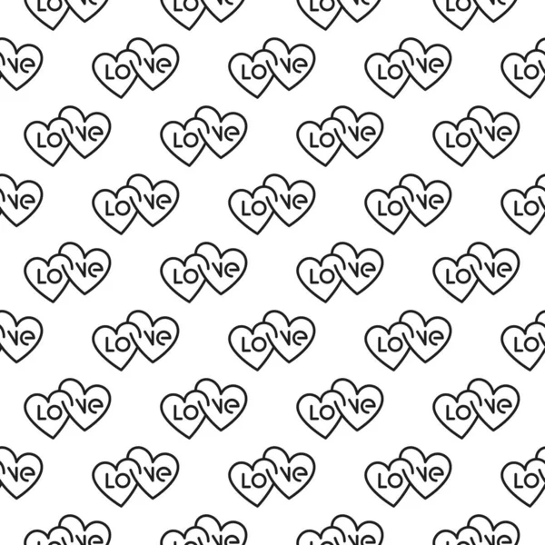 无缝隙图案 有双排字心形图标 对情人节 婚宴和其他活动有好处 — 图库矢量图片