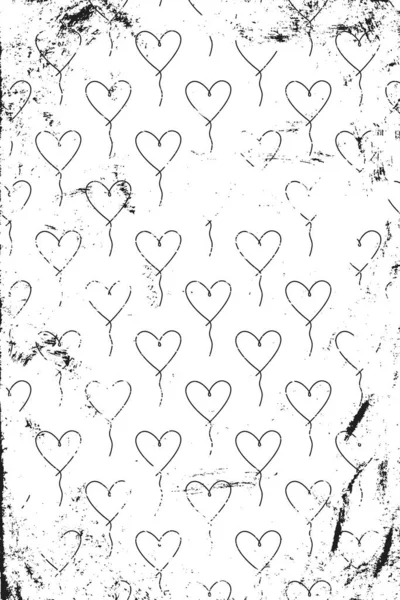 Графский Узор Линиями Искусства Воздушных Шаров Сердец Вертикальный Чёрно Белый — стоковый вектор