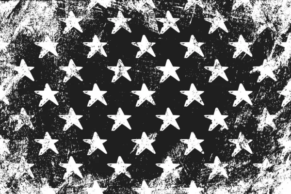 Grunge Pattern Sketches Stars Horizontal Black White Backdrop — Stock Vector