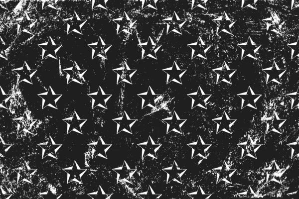 Patrón Grunge Con Estrellas Giratorias Fondo Horizontal Blanco Negro — Archivo Imágenes Vectoriales
