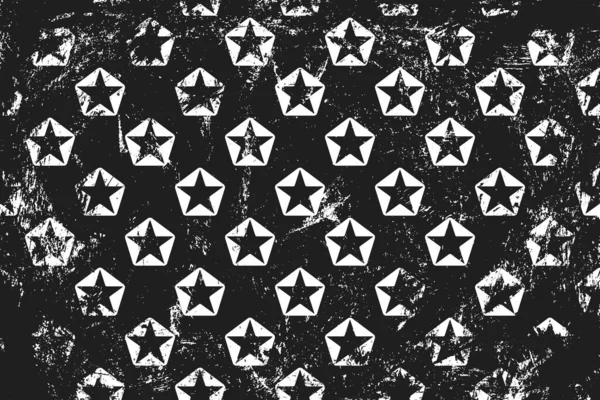 五角形の星との接ぎ木パターン 水平黒と白の背景 — ストックベクタ