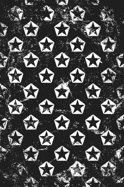 五角形の星との接ぎ木パターン 縦長の黒と白の背景 — ストックベクタ