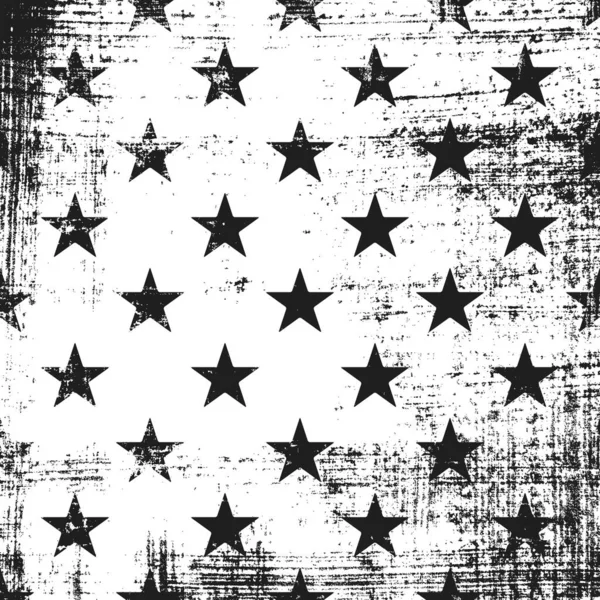 Patrón Grunge Con Estrellas Fondo Cuadrado Blanco Negro — Archivo Imágenes Vectoriales