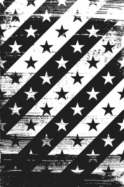 Grunge Pruhovaný Vzor Hvězdami Svislé Černé Bílé Pozadí — Stockový vektor