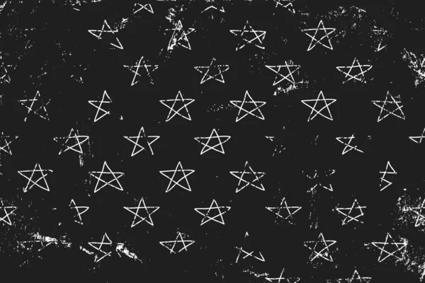 Padrão Grunge Com Esboços Estrelas Superfície Arranhões Horizontal Pano Fundo —  Vetores de Stock