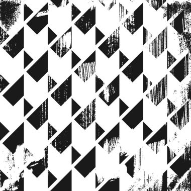 Grunge soyut geometrik desen. Kare siyah beyaz arkaplan.