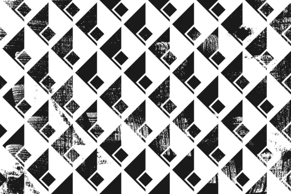 Grunge Abstract Isometric Pattern Horizontal Black White Backdrop — Stock Vector