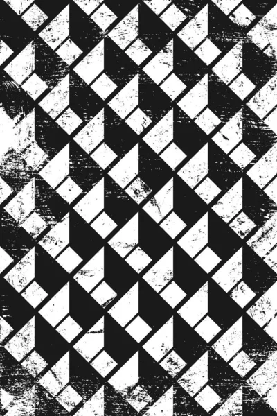 Grunge Abstract Isometric Pattern Vertical Black White Backdrop — Stock Vector