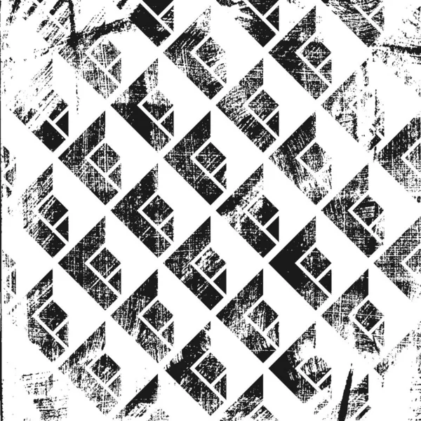 Гранд Абстрактний Ізометричний Візерунок Квадратний Чорно Білий Фон — стоковий вектор