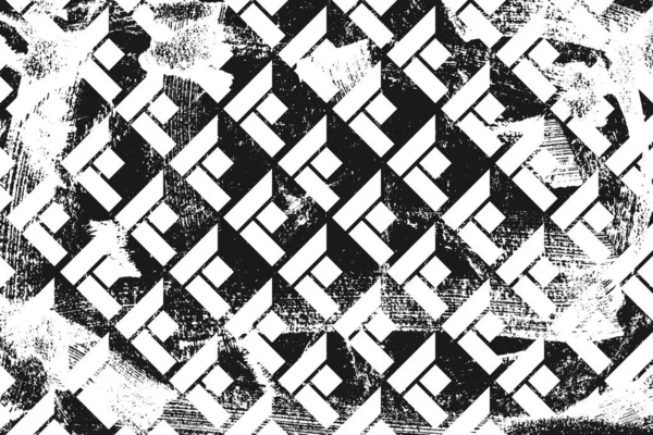 Grunge Abstraktní Izometrický Vzorec Vodorovné Černobílé Pozadí — Stockový vektor