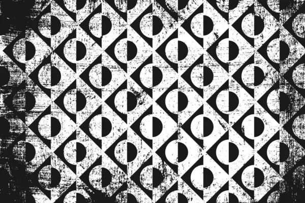 Grunge Patrón Geométrico Abstracto Fondo Horizontal Blanco Negro — Vector de stock