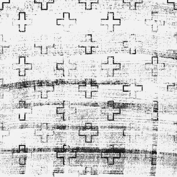 Patrón Abstracto Texturizado Con Elementos Cruz Fondo Cuadrado Blanco Negro — Archivo Imágenes Vectoriales