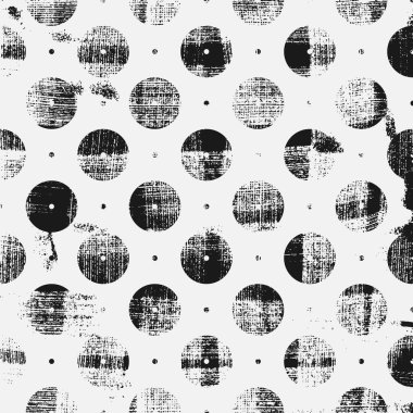 Disk elementi ile desenli soyut desen. Kare siyah beyaz arkaplan.