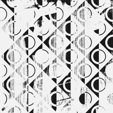 Dokulu soyut geometrik desen. Kare siyah beyaz arkaplan.