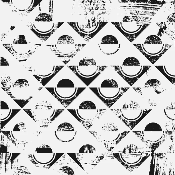 テクスチャ化抽象幾何学パターン 正方形の黒と白の背景 — ストックベクタ