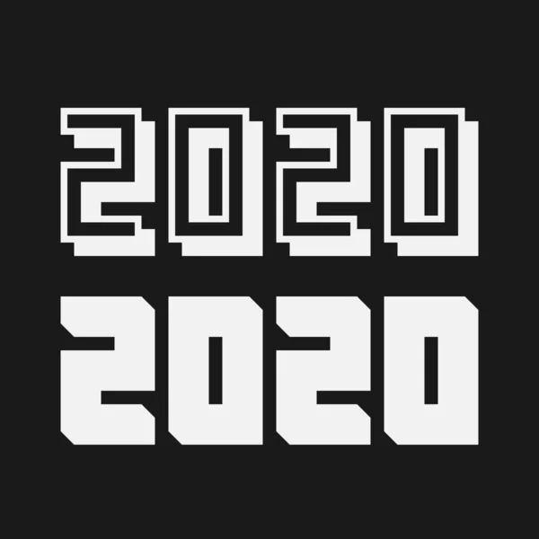 2020 Tasarım Tipografisi Grafik Monokrom Logo Kümesi — Stok Vektör