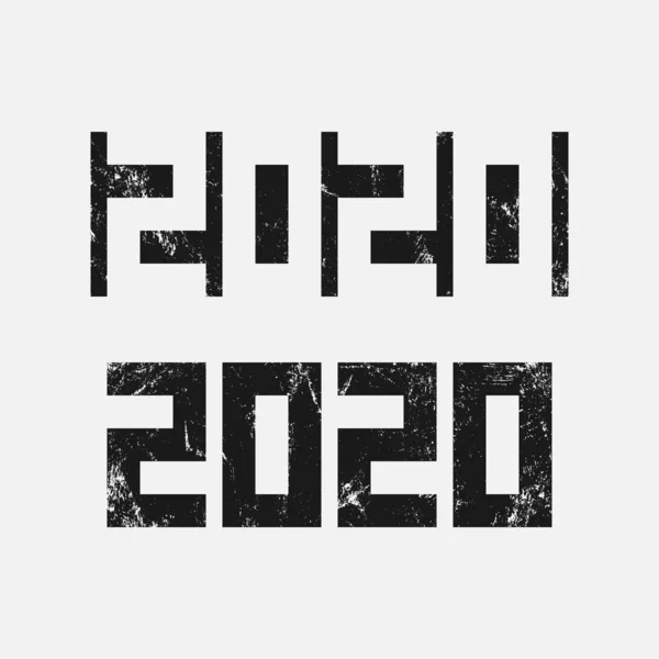 2020 Desain Tipografi Set Dari Dua Logo Monokrom Bertekstur - Stok Vektor