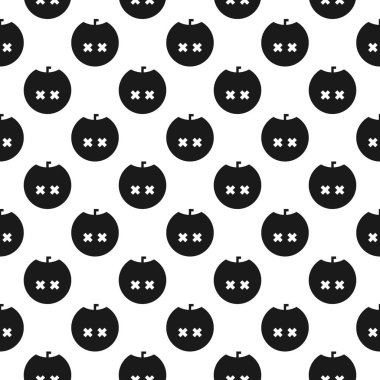 Balkabaklarıyla kusursuz grafik desen. Siyah ve beyaz kare arkaplan.