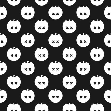 Balkabaklarıyla kusursuz grafik desen. Siyah ve beyaz kare arkaplan.