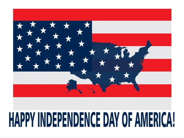 Amerika 'nın bayrak haritası, Amerika bağımsızlık günü vektör kartı, 4 Temmuz