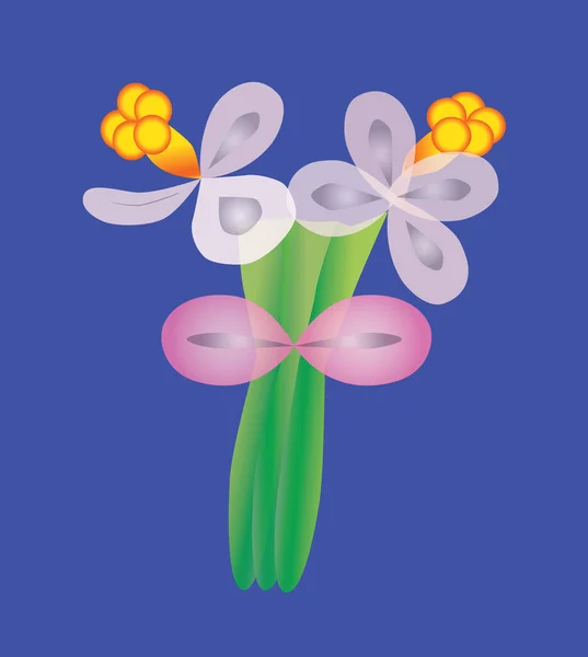 Ilustración Vectorial Bolas Forma Flor Sobre Fondo Azul — Vector de stock