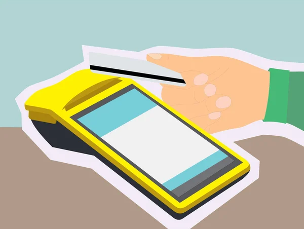 Kredi kartı ile el, terminal ile ödeme, kart ödeme