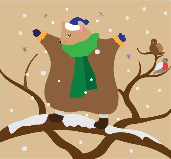 Uçan sincabın çocuk çizimi, kış tatili