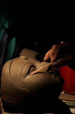 Hindu Tanrıça Durga 'nın kil heykeli