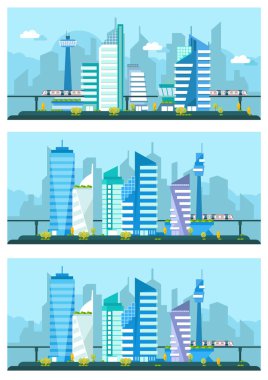 Gelecek şehir güzel manzaralı kümesi